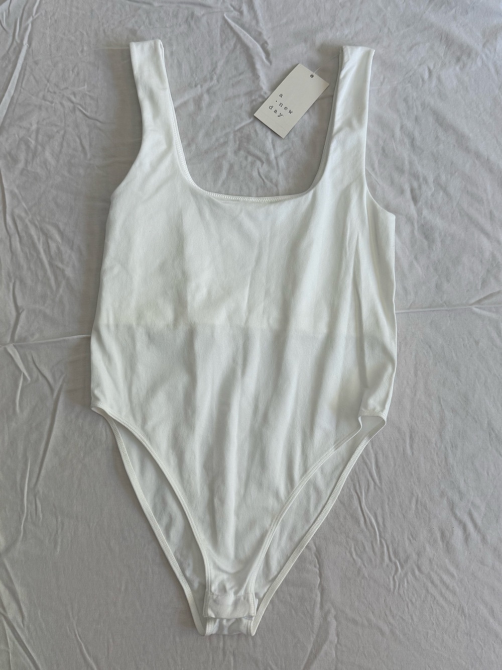 White Scoop Neck One-Piece Bodysuit